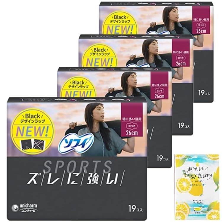

of Sophie Sports resistant to especially for daytime with 19 sheets bonus included bath [Set 4] (SPORTS) napkins, slipping, use, wings, 26cm, +