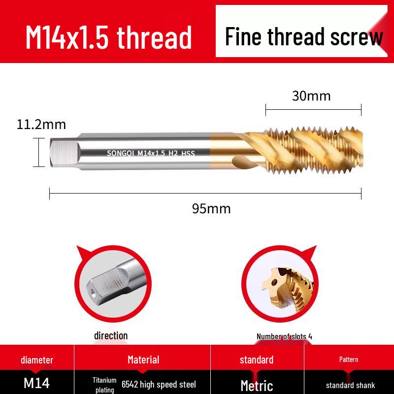 Stainless Steel Fine Tooth Tapping Drill Bit Set: M5, M6, M8x1, M10, M12x1.25, M16, M20