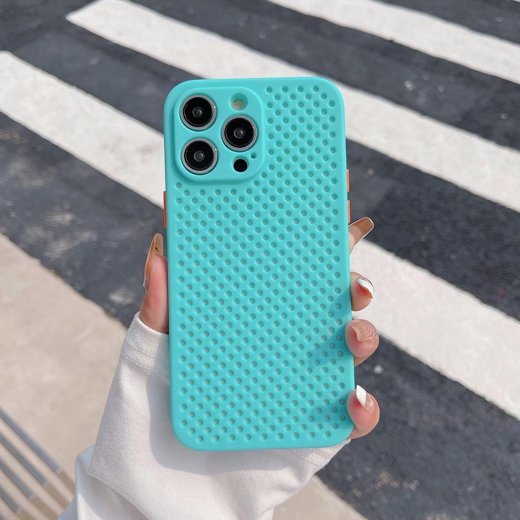 Applicable To IPhone 16 Mobile Phone Case 78plus Breathable Heat Dissipation Mesh Case XR Apple 15 Silicone Anti-fall Protection Case