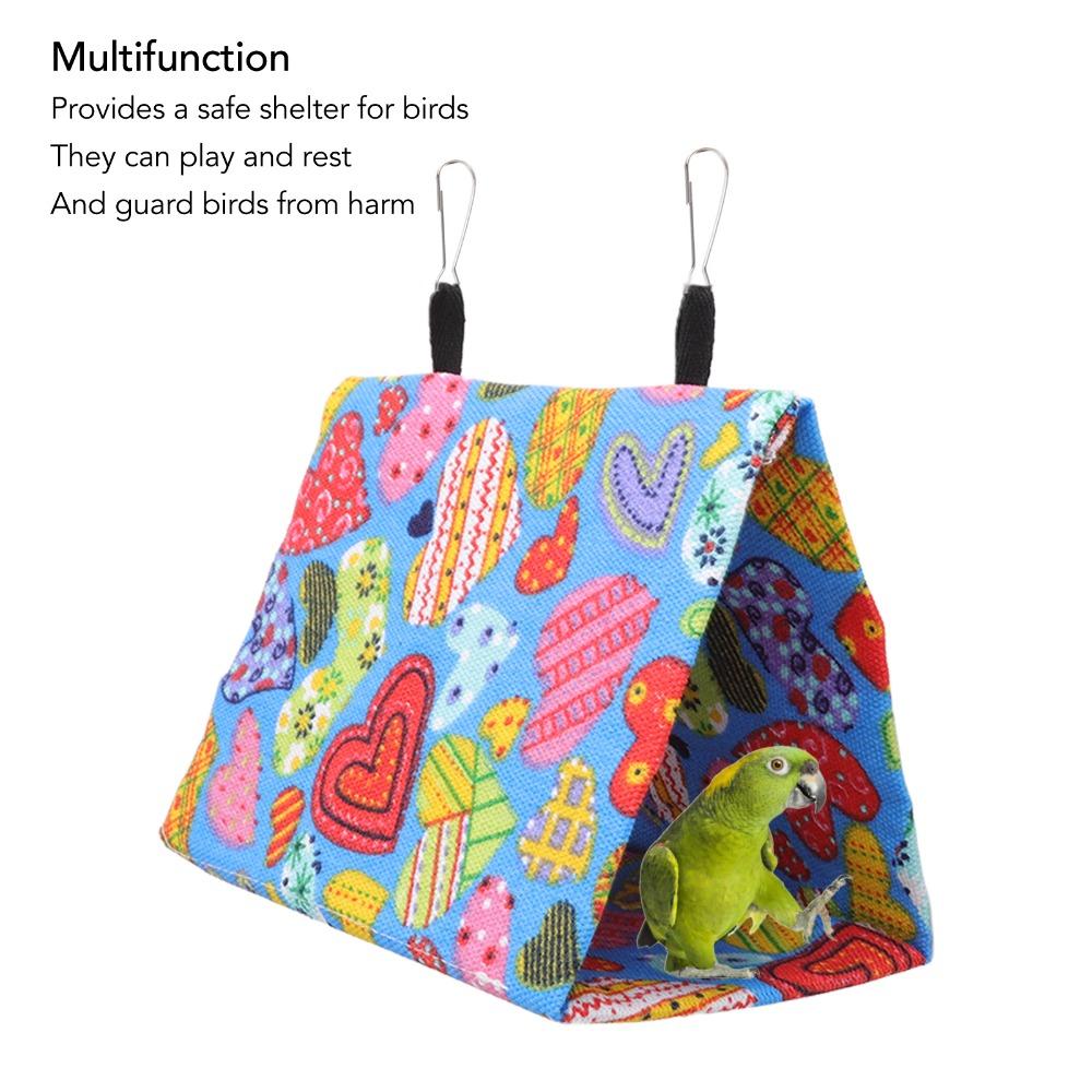 Triangular Shape Parrot Nest Hammock Colorful Canvas Parakeet Snuggle Hut For Lovebird