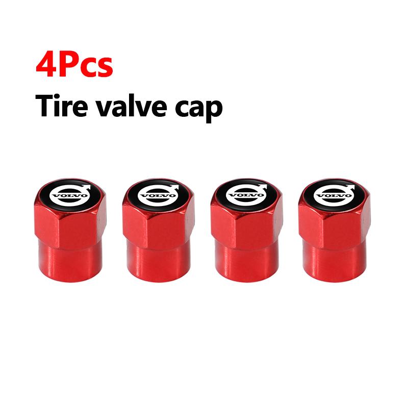 Car Tire Wheel Valve Cap Cover+Metal Car Key Chain Ring Keychain For Volvo V50 XC60 V40 XC90 S60 XC40 V60 V70 S90 Olestar AWD T6