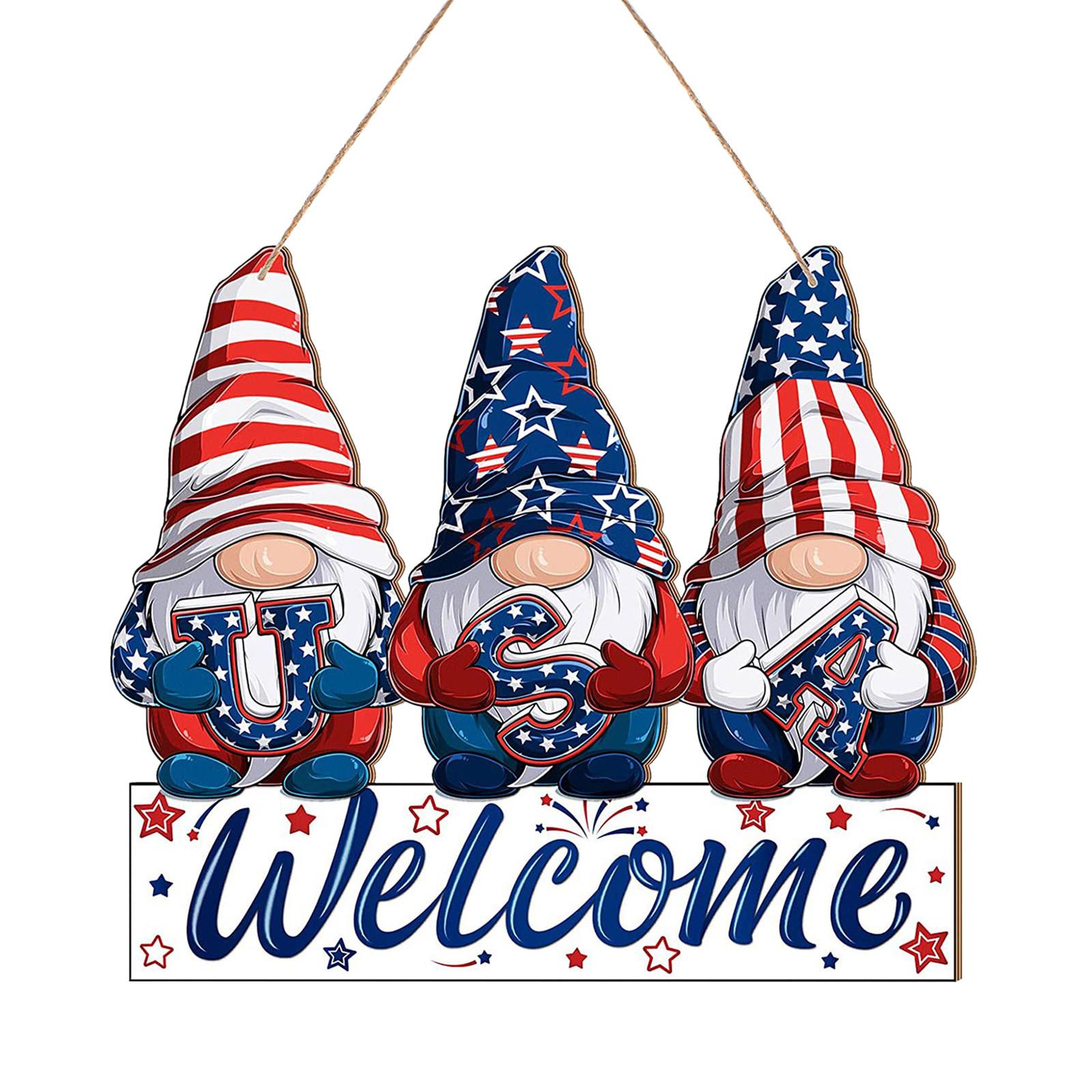

Welcome Door Decor Independence Day Gnome Door Sign Independence Day Hanging Decorations Patriotic Wooden Signs For Front Door Home Porch Decor One Size