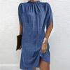 Women’s Loose Fit Batwing Sleeve Crew Neck Dress Soft Fabric Relaxed Silhouette Casual Style Above Knee Length Comfortable