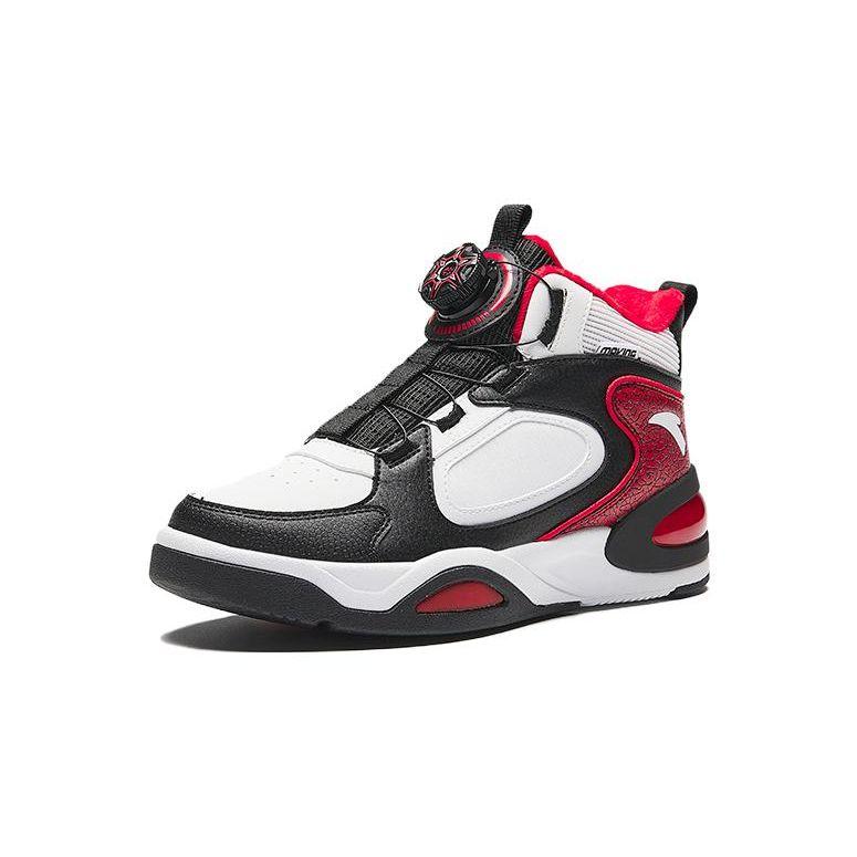 Anta Kids Warm Fleece Shock Absorbing Wear Resistant Low Top Basketball Shoes Kids sneaker White Black 312346928-1