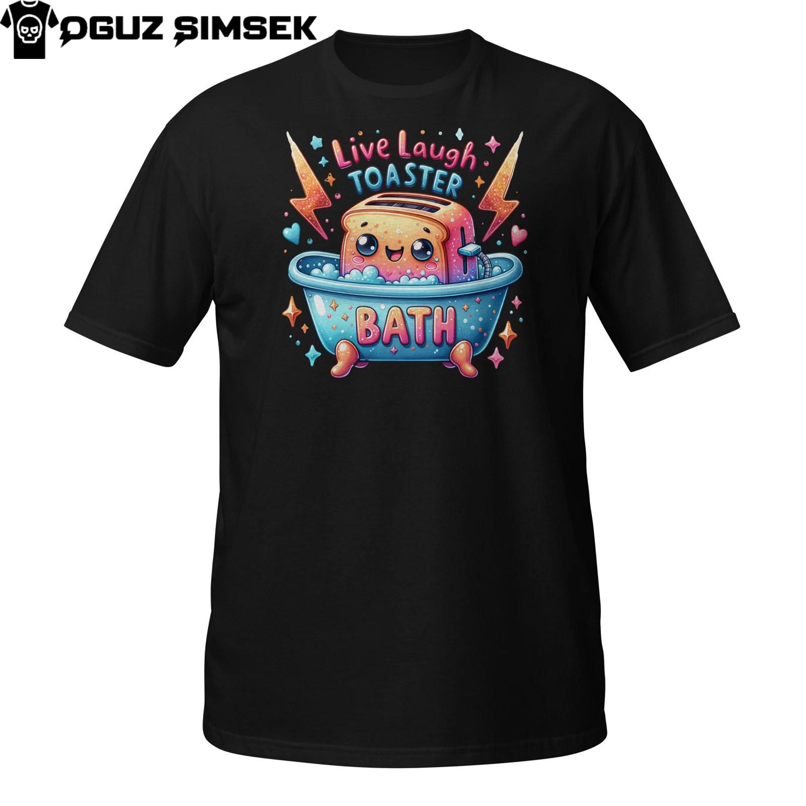 Funny Toaster In Bathtub T-Shirt Mens Womens Tees Top | Live Laugh Toaster Bath Meme Tee 4XL
