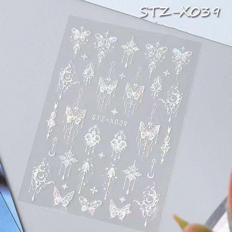 Adesivi per Unghie Trendy a Forma di Farfalla Xiaohongshu – Design Trasparente a Fiore di Ghiaccio Liquido