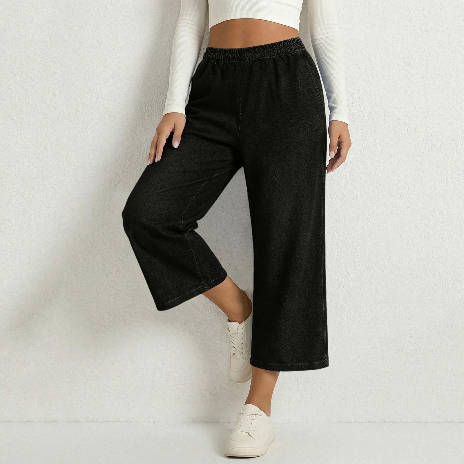 

Womens Palazzo Pants Summer Casual Flowy Wide Leg Trousers Beach Travel Vacation Outfits L чёрный