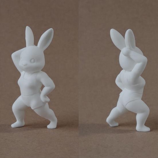 Easter Muscle Bunny Figurine Cute Mini 3D Printed Bunny Statue Collectible Rabbit Ornament for Spring Home Table Shelf Decor