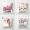 Home Decor Pink Roses and Love Pattern Pillow Cover Pattern Cushion Cover Suitable for Sofa Bedroom Car Pillow Cover