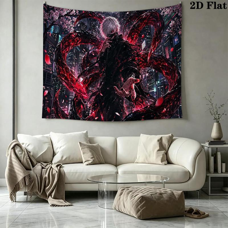 Ken kaneki anime Wall Tapestry Aesthetic Wall Hanging Printed Fabric Blanket Decorative Tapestries for Bedroom Living Room Home Decor