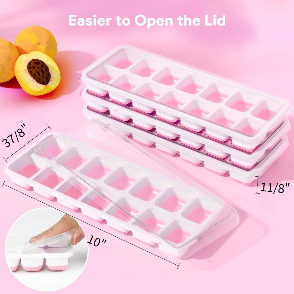 1pcs Silicone Ice Cube Mold Easy Release Flexible Mold With Spill Resistant Removable Lid Stackable Ice Trays With Covers
