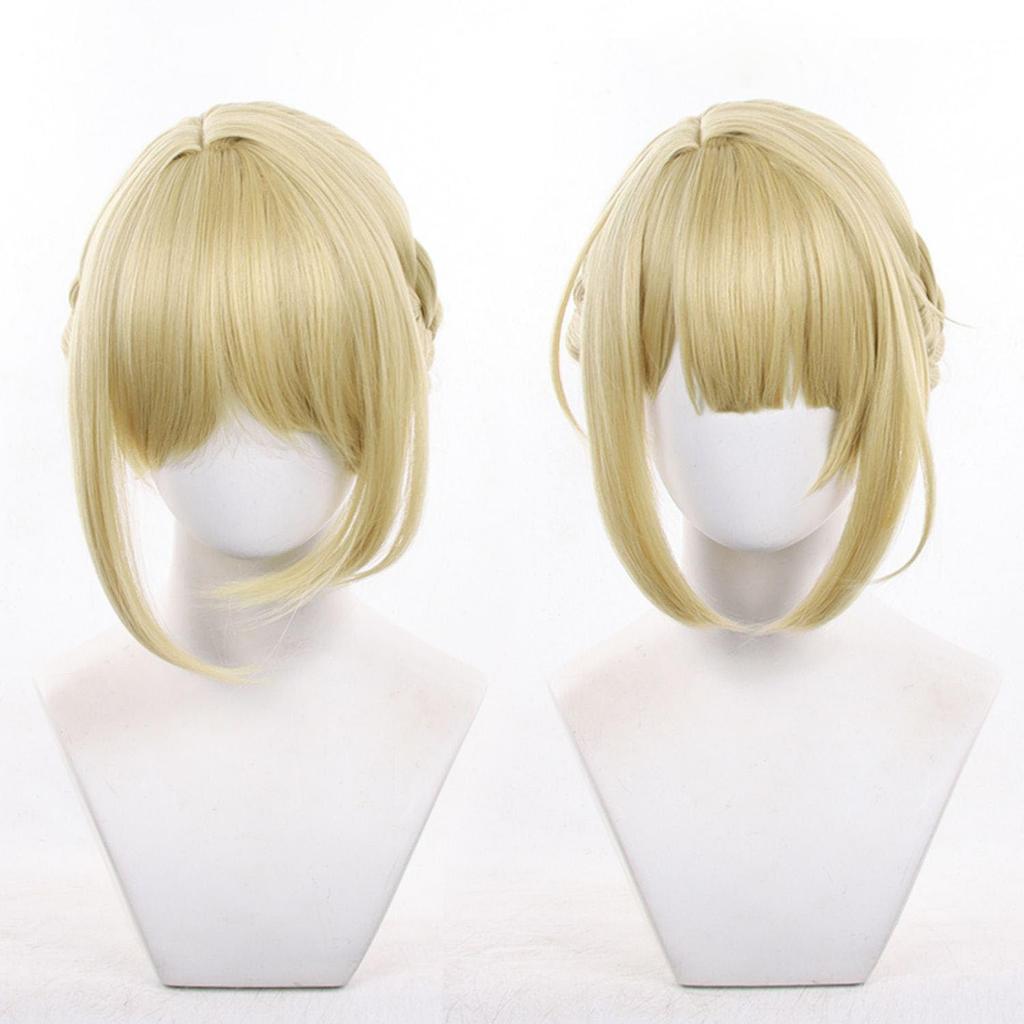 Light Gold Short Wig, Heat-Resistant, with Wig Net, Perfect for Cosplay, Halloween, Christmas, Cultural Festivals, and School Festivals.