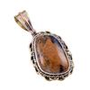 Natural Pietersite Gemstone 925 Solid Sterling Silver TwoTone Pendant 1.50" e7n33