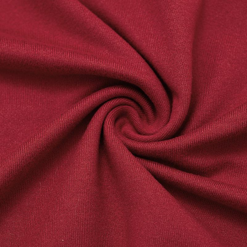 Solid Color Slim Fit Round Neck Shirred Mini Dress - European & American Women's Autumn/Winter Collection