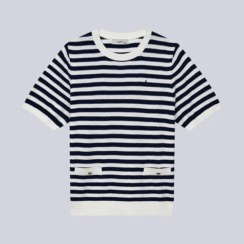 HAZZYS Women's Color-block Stripe Short-sleeve Knit Top