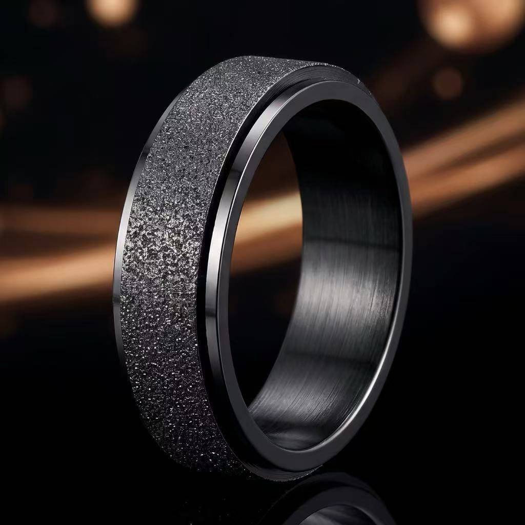 Boys Fashionable Stainless Steel Ring Does Not Fade Ins Wind Chain Rotation Rotation Decompression Titanium Steel Ring Element Ring