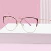 Blue Light Blocking Women Cat Eye Nearsighted Glasses Metal Leopard Frame Short-Sight Eyeglasses Diopter 0 -0.5 -0.75 To -6.0