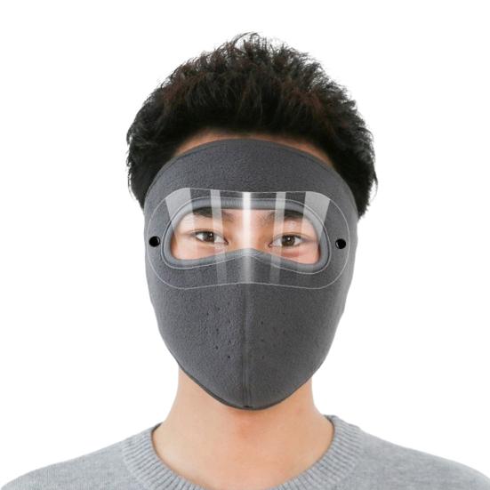 Winter Cycling Fleece Face Guard with Goggles Men Women Cold Weather Outdoor Clear Vision Windproof Antifog Goggle Thermal Full Face Guard