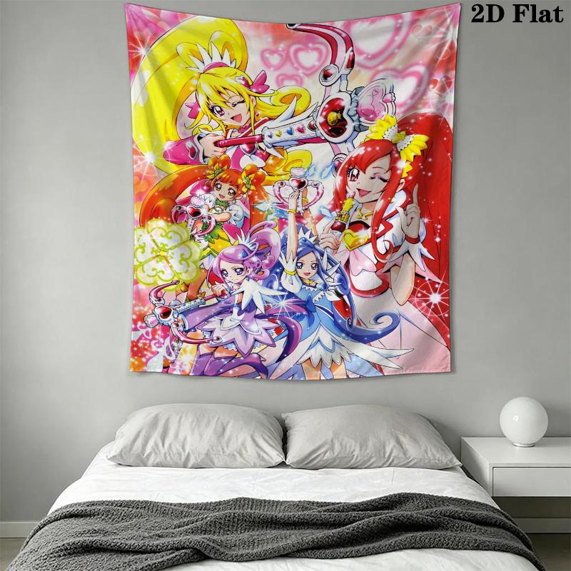 Pretty Cure Wall Tapestry Aesthetic Wall Hanging Printed Fabric Blanket Decorative Tapestries for Bedroom Living Room Home Decor