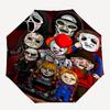 Halloween Horror Thema Automatischer Regenschirm, Leicht & Tragbar, 8 Speichen, Perfekt für Reisen im Freien, Geburtstage, Weihnachten, Geschenke.