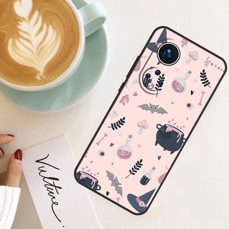 Pink Cat Skull Sorceress Witch For Honor Magic 8 Pro 7 6 5 Lite Case For Honor 400 200 50 70 90 X8c X9a X9b X9c X9d Win RT
