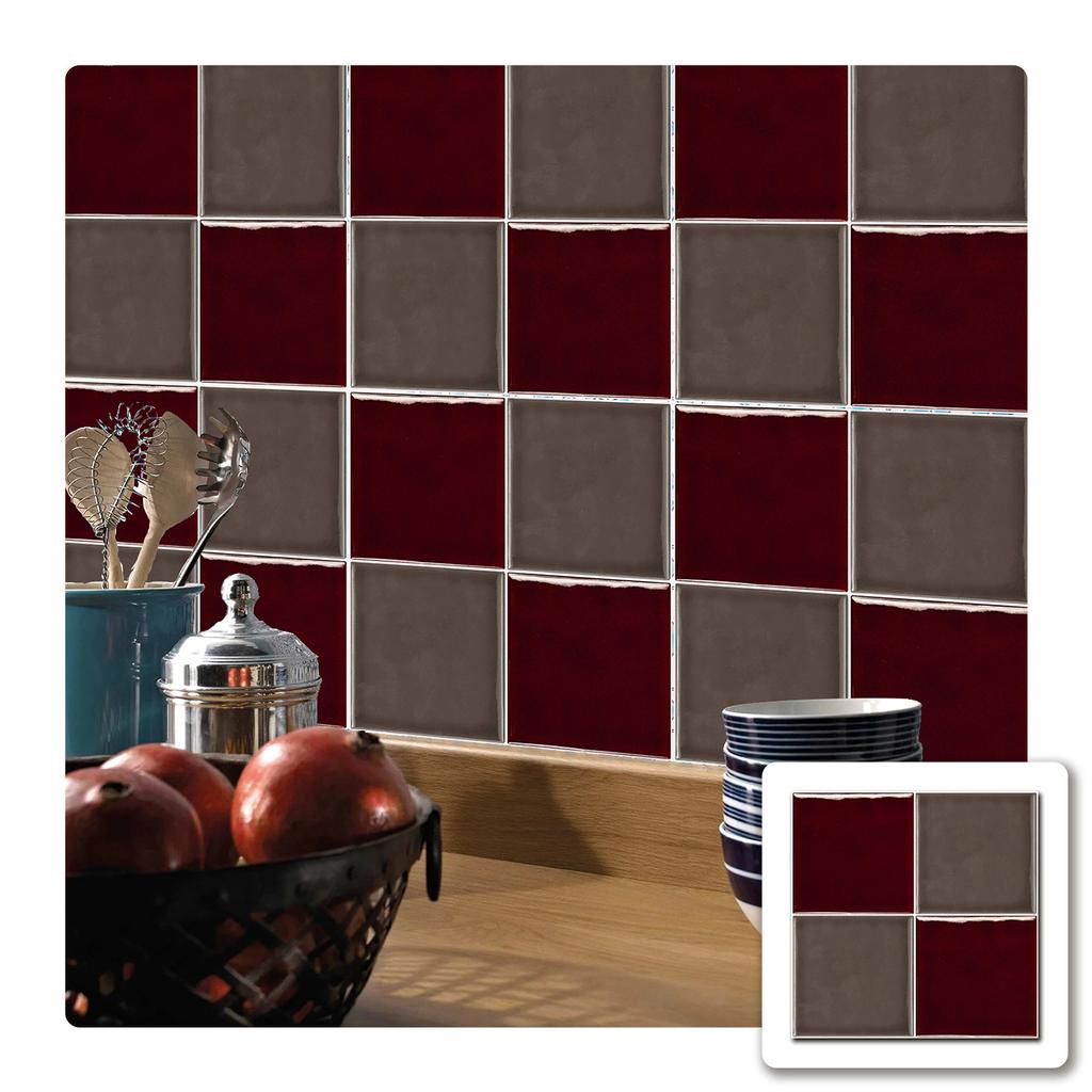 10 Pieces Of European Solid Color Square Brick Wallpaper Self-Adhesive Kitchen Waterproof And Oil-Proof Thickened Tile Sticker Wall Sticker