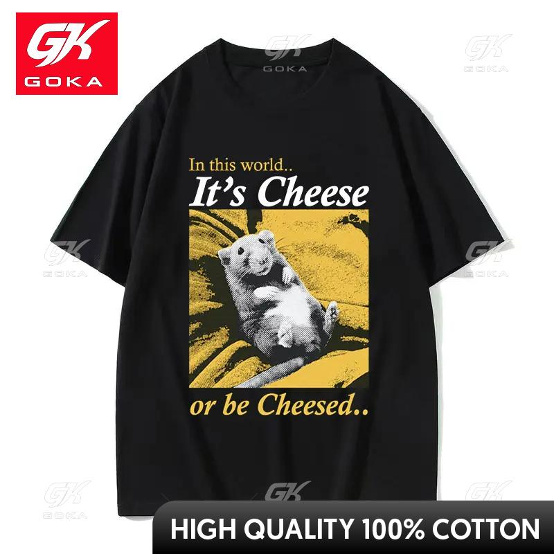 Sein Käse oder Käse sein Unisex T-Shirt Vintage Japanische Ratte Lustige Grafik-T-Shirts Unisex Lässige Mode Baumwolle Übergroßes T-Shirt