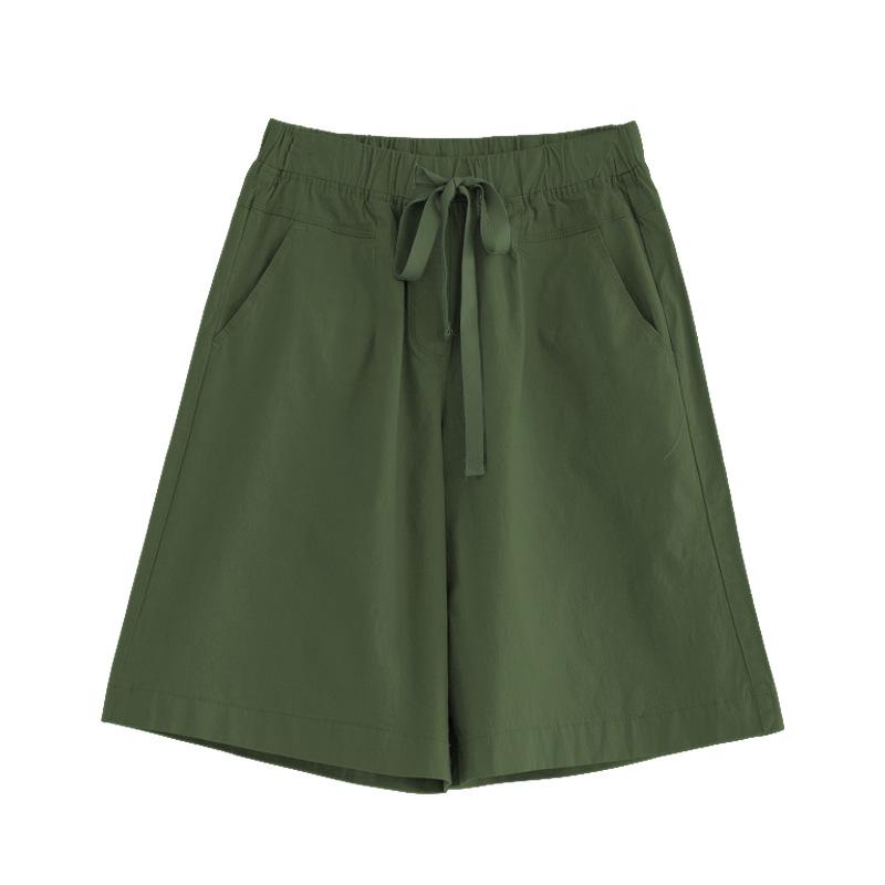 Dames Casual Shorts met Hoge Taille van Katoenen Twill - Los, Kreukvrij, Wijde Pijpen, Grote Maten, Zomerstijl