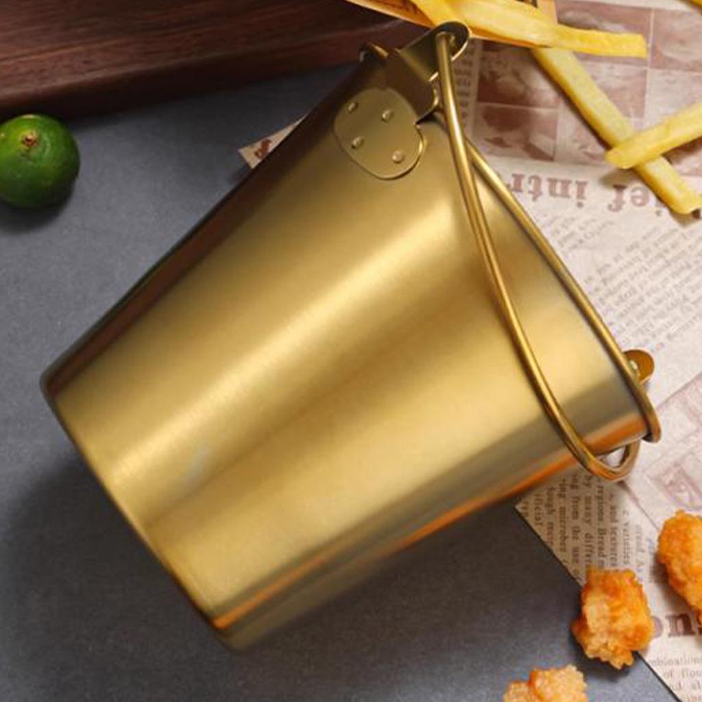 Mini Stainless Steel Pails Small Ice Bucket with Handle for Beverage Wine French Fries Chicken Wings Home Bars Parties