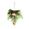 Fabric Red Velvet Bow Pendant Plastic Bell Tree Hanging Ornament Pine Cone Hanging Christmas bell decoration Scene Decoration