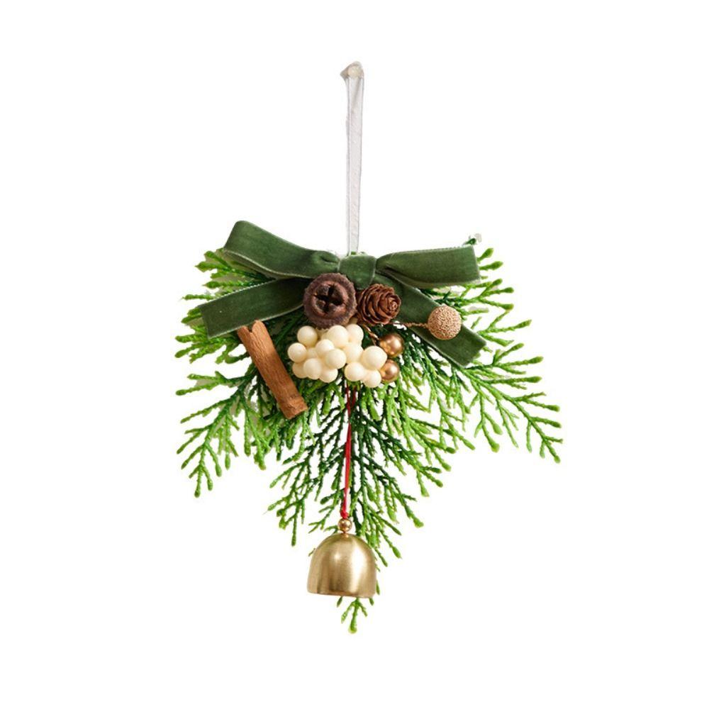 Fabric Red Velvet Bow Pendant Plastic Bell Tree Hanging Ornament Pine Cone Hanging Christmas bell decoration Scene Decoration