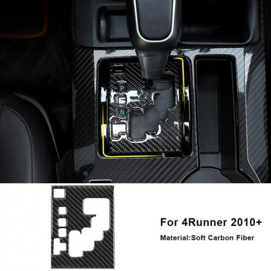 Real Carbon Fiber Center Console AC Gear shift Trim Stickers Set For 4Runner 10+ 1PCS Gear Shift Panel Tri