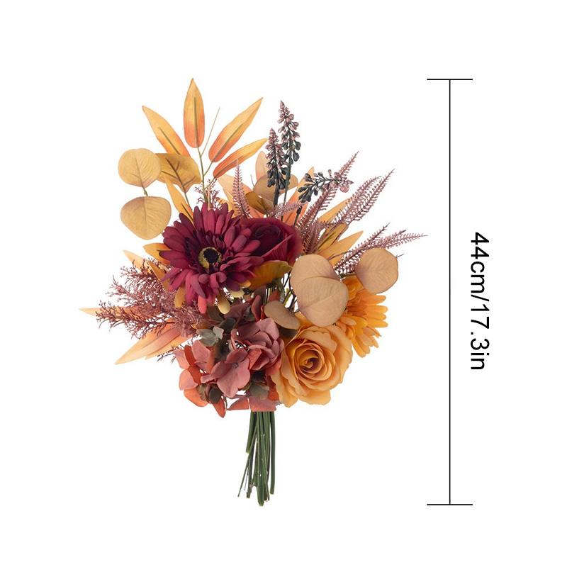 1 bunch Fake Flower INS Style Autumn Color Tabletop Decoration Artificial Flowers Wedding Party Flower Arrangement Silk Bouquet