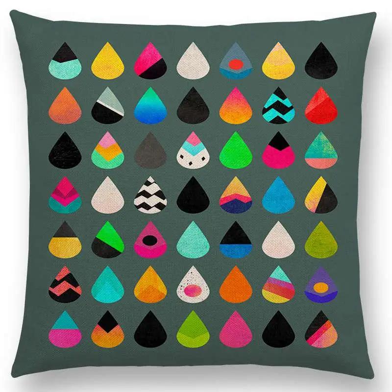 New Abstract Colourful Geometric Pattern Dreamlike Square Round Triangles Sector Diamond Gorgeous Cushion Cover Car Pillow Case