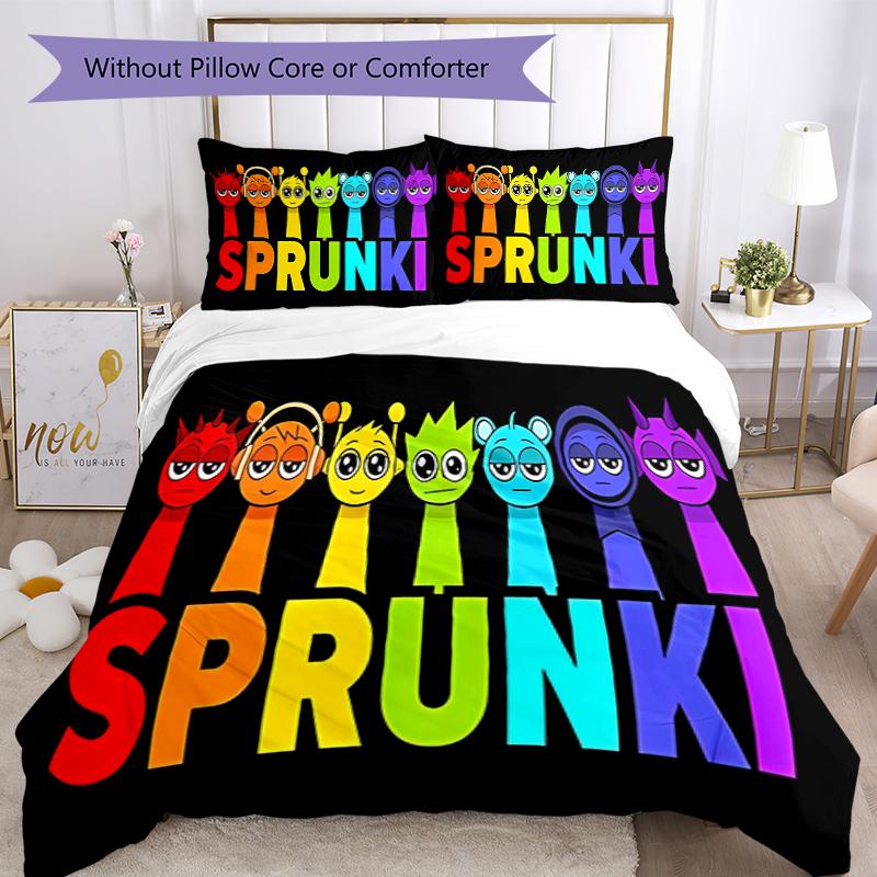 3pcs Sprunki Game3 Pattern Bedding Set Duvet Cover Set Includes Duvet Cover &pillowcases, Perfect All Season Bedroom Decoration & Gift