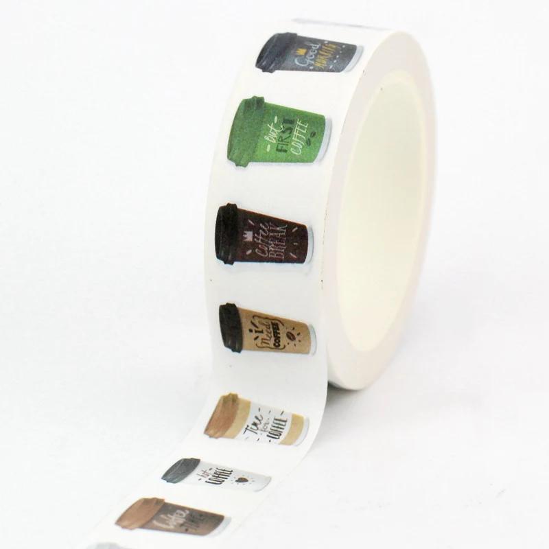 Eco Paper 1pc 10M Decor Mushrooms Flowers Cups Nautical Washi Tape Set for Scrapbooking Journaling Masking Tape Cute Stationery