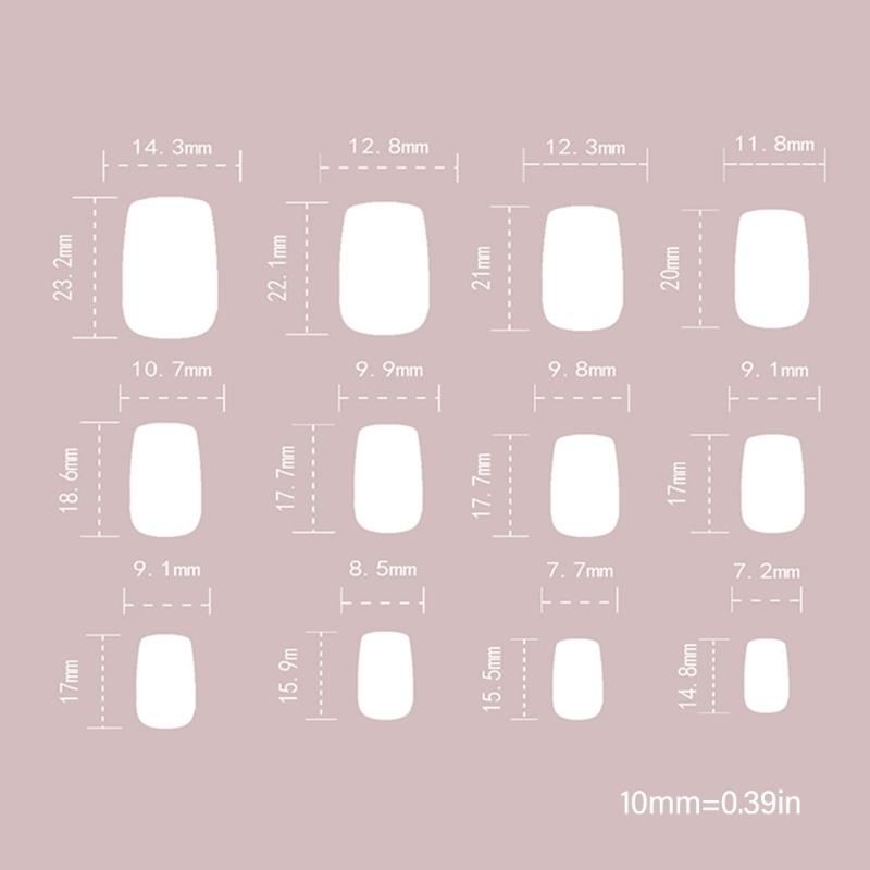 24Pz Unghie Finte Press-on Quadrate Unghie Finte Adesive Design Francesi Unghie Finte Unghie Artificiali Regali per Donne e Ragazze