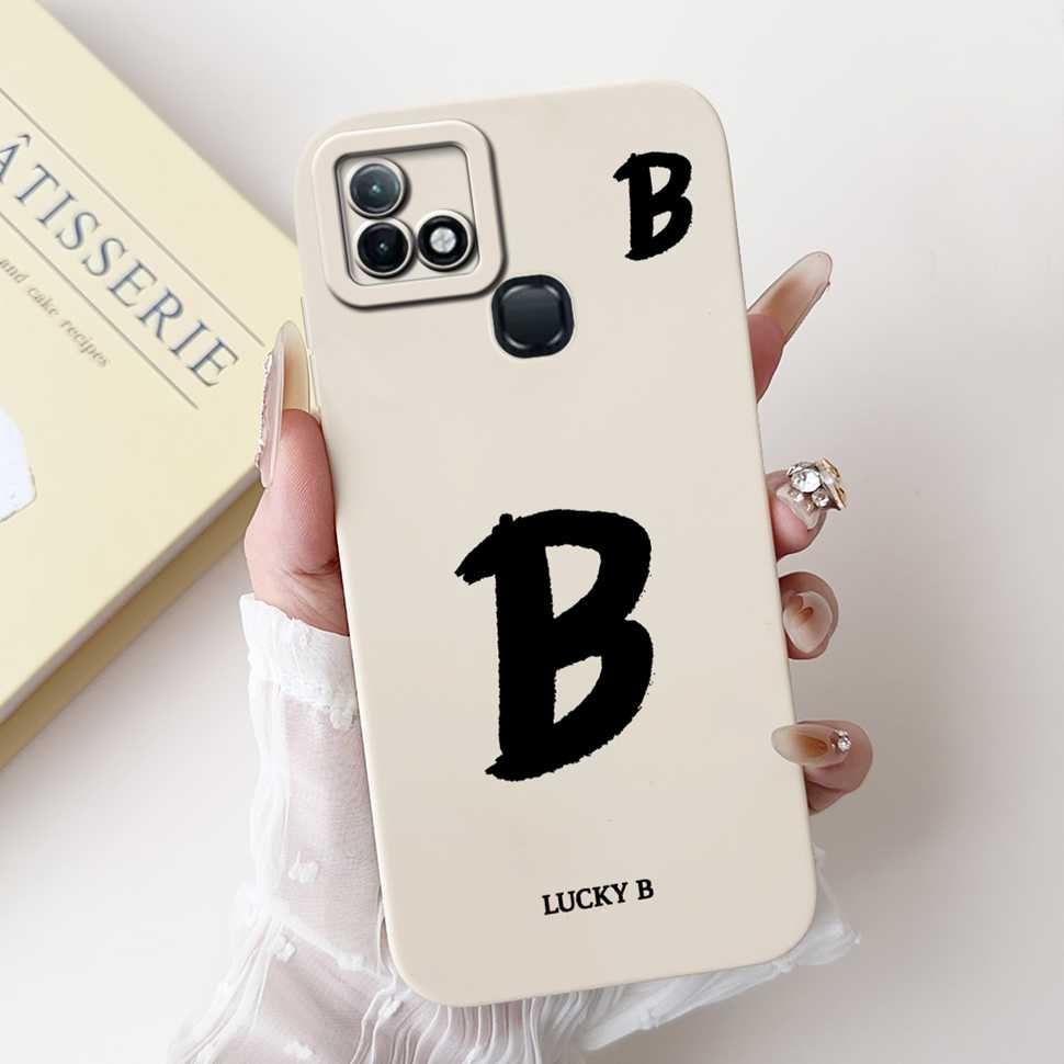 For Infinix Hot 10i X659B Case White Lucky Letters A-Z Soft Silicone Cover For Infinix Hot10I Smart 5 Pro 6.52 " Phone Cases