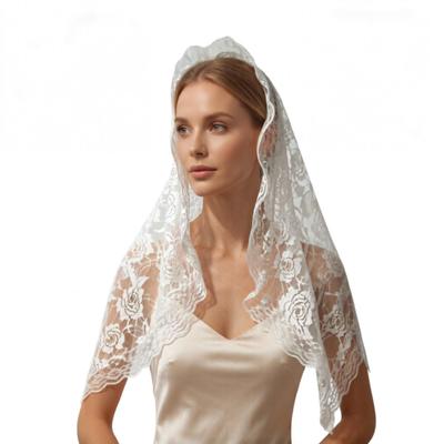 Damen Schleier 1-stufiger Hochzeitschleier mit exquisiter Spitzenborte Romantisches Braut Kopfschmuck für kirchliche Zeremonien Verlobungsbankette