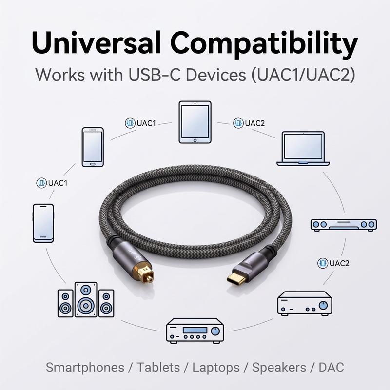 USB Type C To Optical SPDIF Toslink Audio Cable Braided Gold Plated 24Bit 96kHz Digital Stereo Adapter for Soundbar Speaker TVGood Product