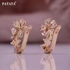 PATAYA Růžové zlaté náušnice ve stylu květu bílé umělé zirkony