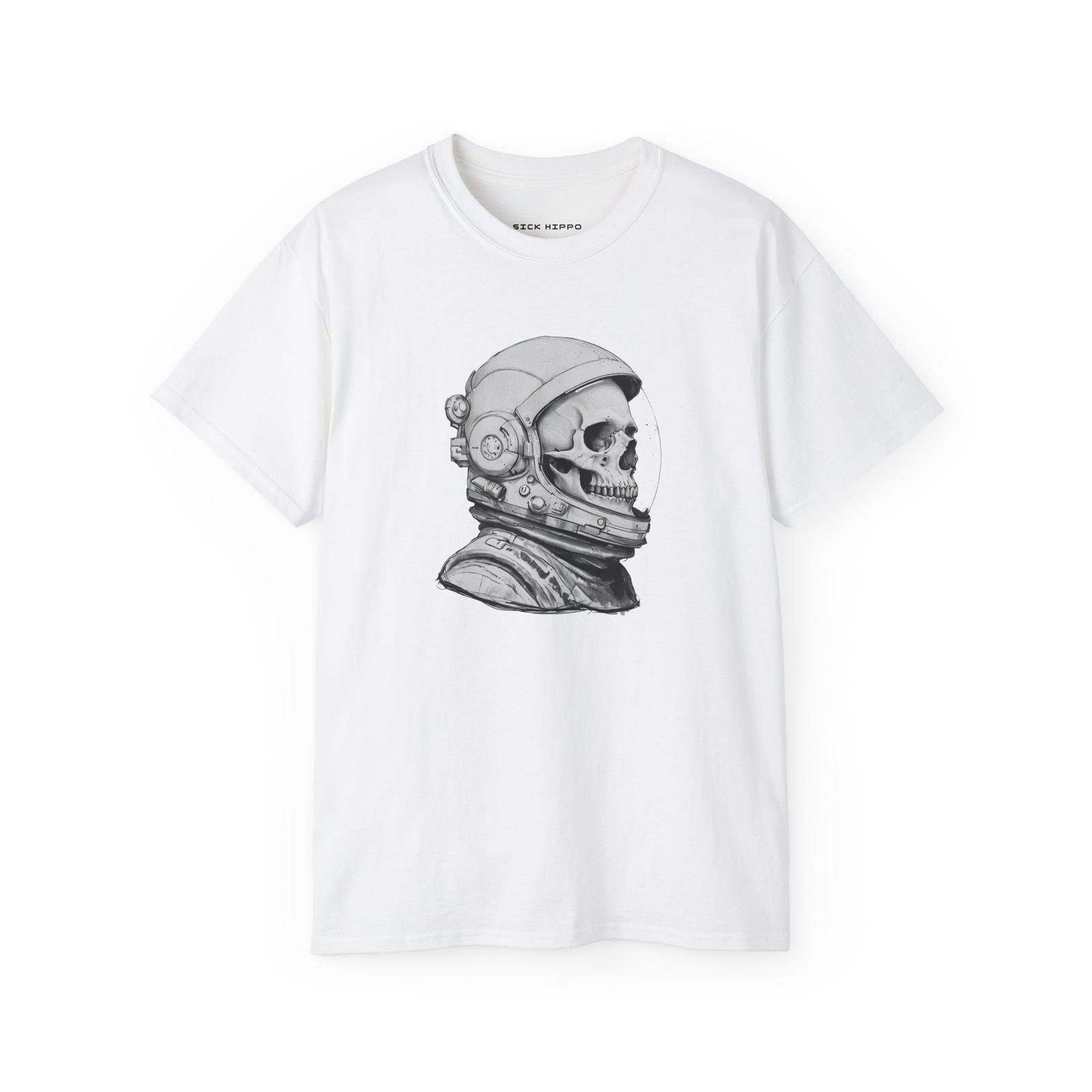 Astronaut Skeleton Sketch Graphic Tee, Space Lover Gift, Unisex Cotton Shirt, S