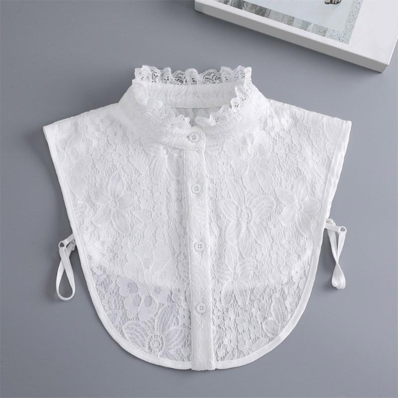Lace Ruffle Faux Collar Decorative Collar for Dress Suit Removable False Collar Universal Shawl Elegant Sweater Collar