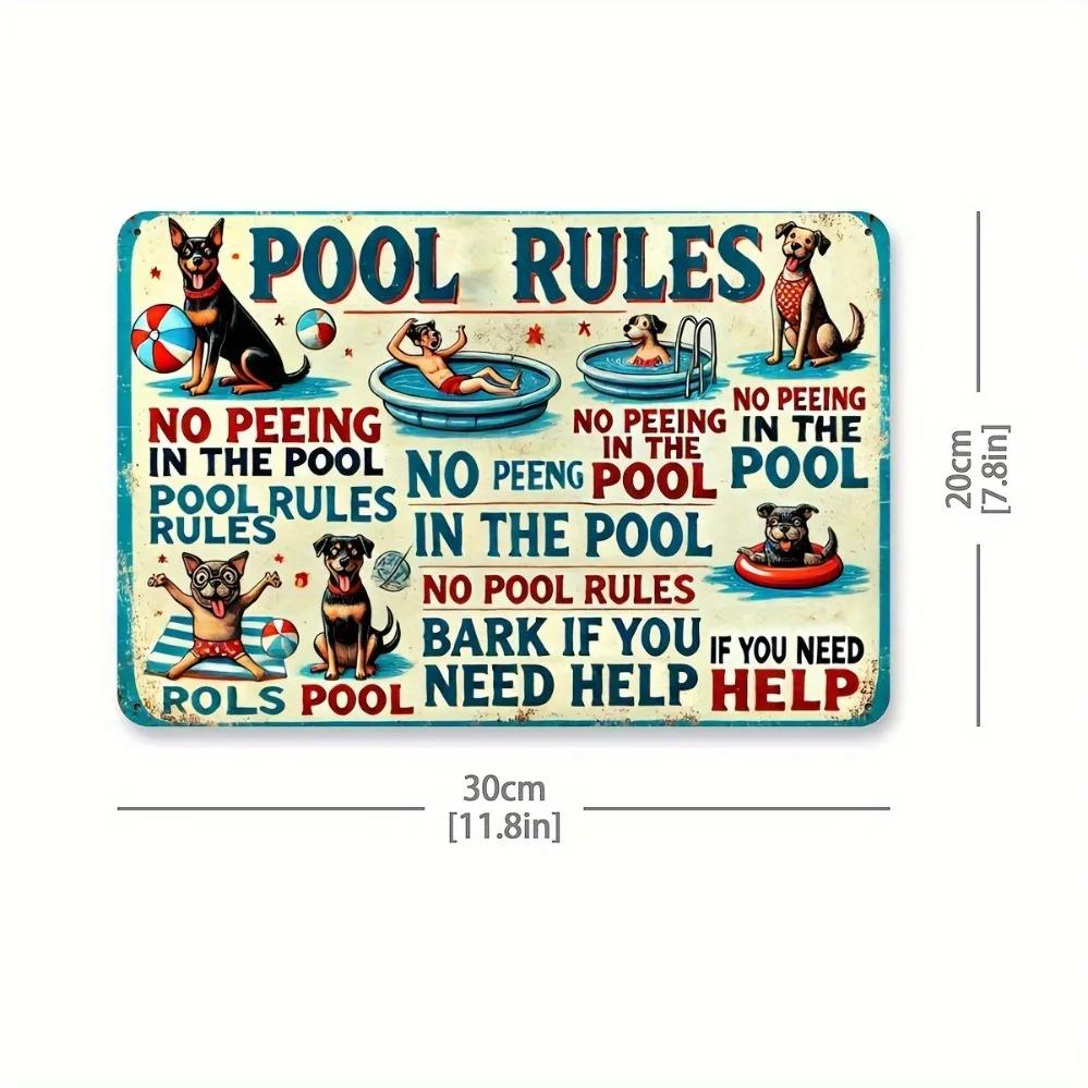 

Retro Pool Rules Aluminum Sign - Playful Metal Wall Decor for Indoor/Outdoor Use 20x30cm（7.8x11.8inch）