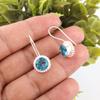 Náušnice so švajčiarskym modrým topásom, náušnice s drahokamami, náušnice zo striebra 925, ručne vyrábané náušnice, strieborné šperky ako darček
