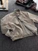 Men's Houndstooth Harrington Jacket: Retro Wood Grain, Short Stand-Up Collar, Spring/Autumn High-End Design.