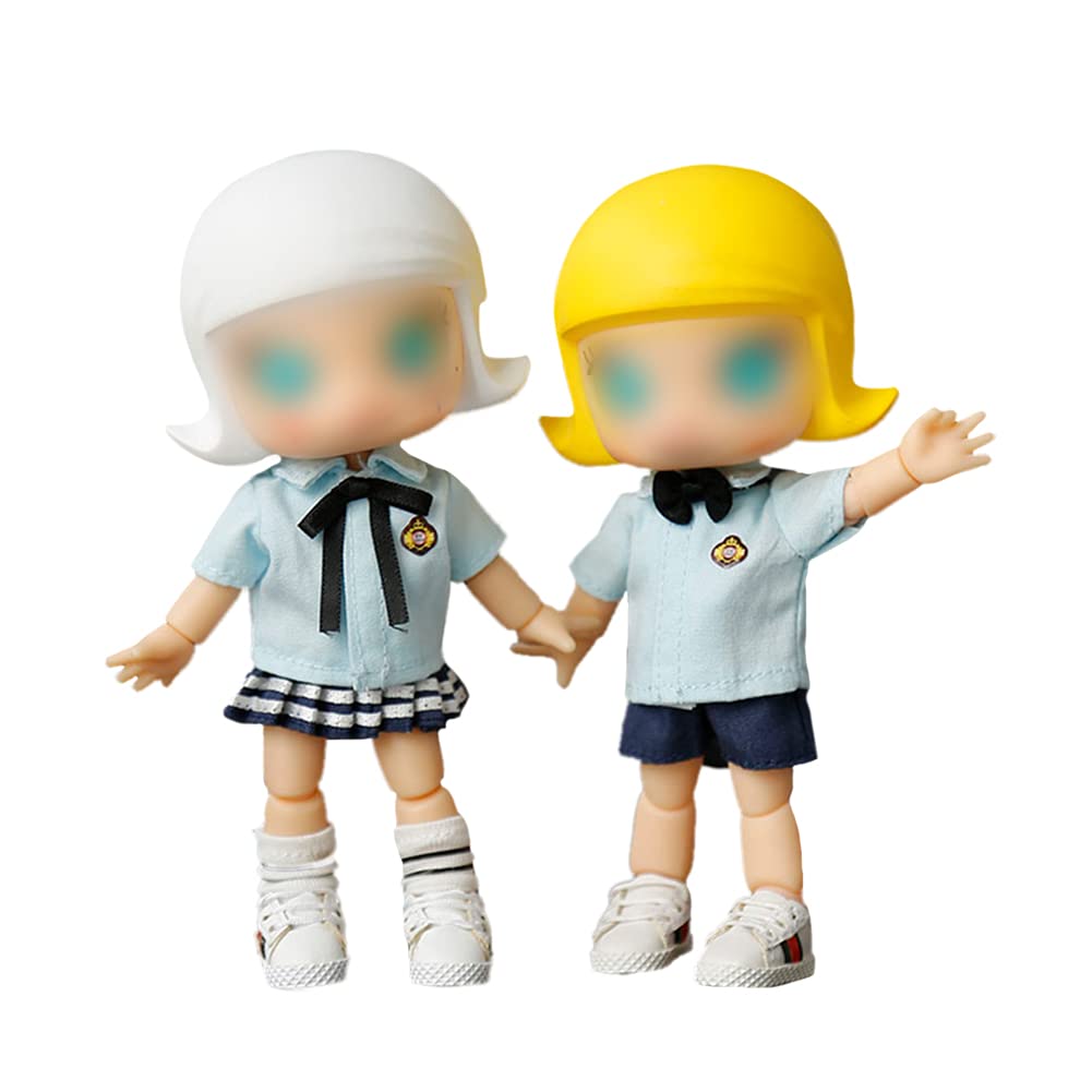 HIGHAWK Obitsu 11 OB11 Păpușă Obitsu 11cm Corp Mânecă Scurtă Uniformă Set Uniformă Păpușă Costum Corp Obitsu Fustă Cravată Șosete Fată (Femeie, Albastru)