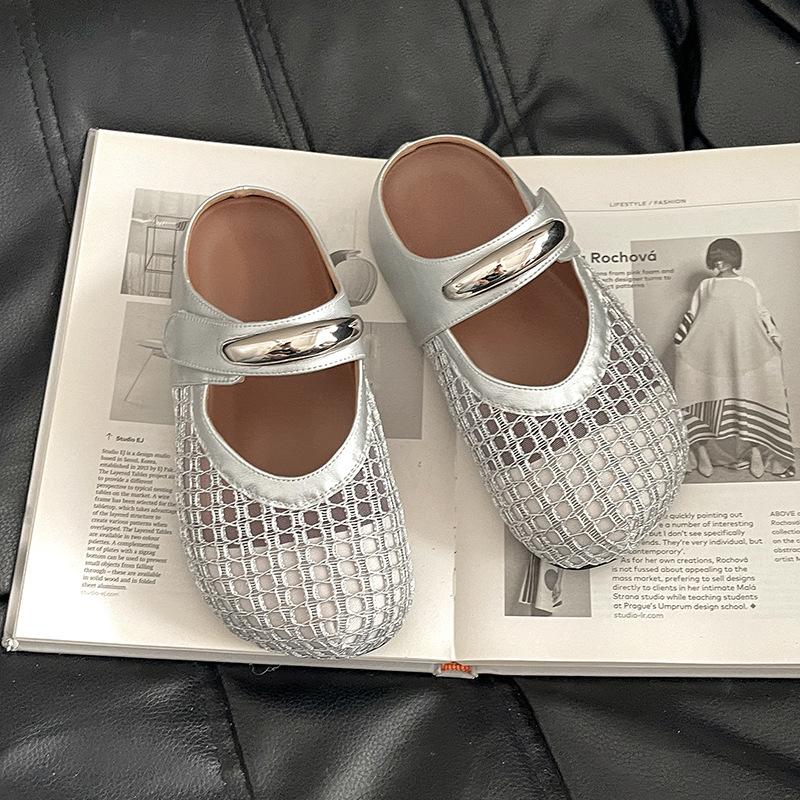 New summer fashion low heel hollow Mary Jane shoes inner height increase flat bottom woven breathable round head casual hole shoes