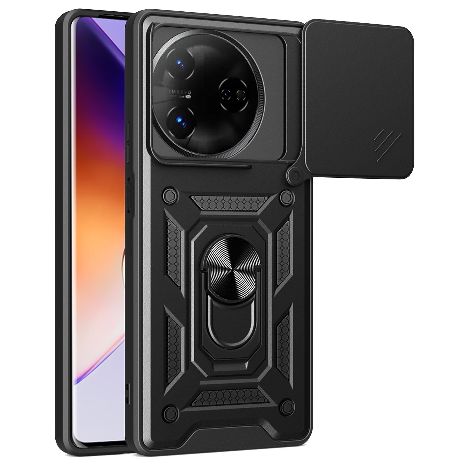 

For itel S24 Case with Slide Camera Lid PC+TPU Kickstand Phone Cover A