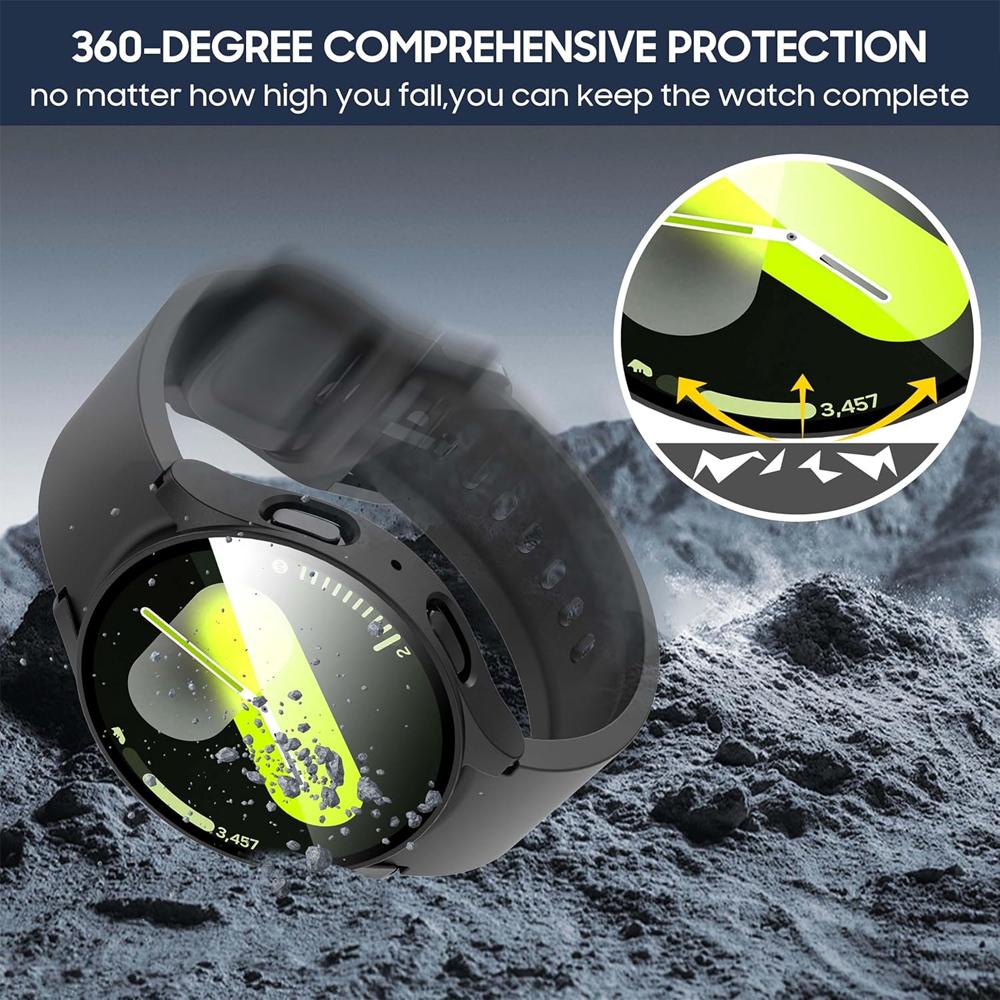 Case for Samsung Galaxy Watch 4/5/6/7 44mm 40mm Accessories Full Screen Protector Tempered Glass PC Bumper Cover Galaxy Watch 7